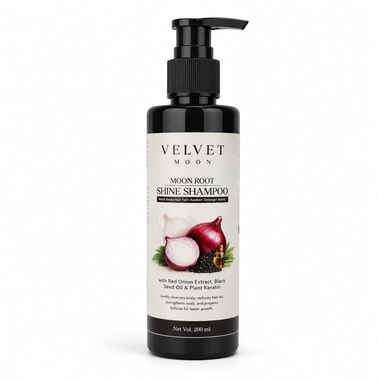 Velvet Moon Root Shine Shampoo – Red Onion, Black Seed Oil & Plant Keratin | 200 ml